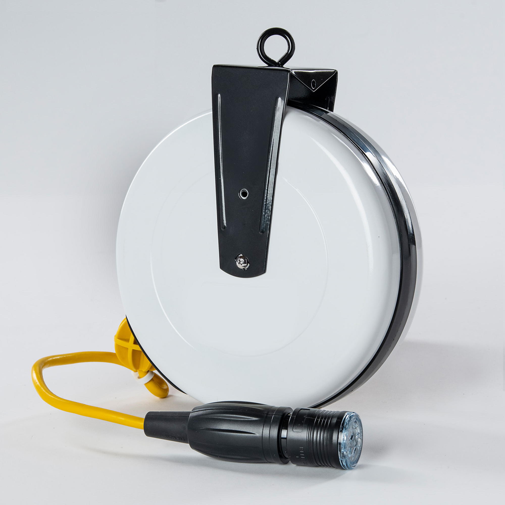 Saftlite by General Manufacturing Inc.: Power Supply Reel - 10 Amp, 40ft. 16/3 SJT Cord, Saftlok Locking Outlet, Steel Construction, Model #  26405001